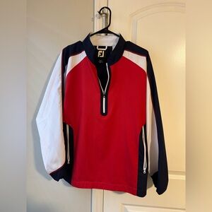 FootJoy Red and White Quarter-Zip Pullover - Size Medium